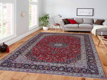 handmade Medallion, Traditional Kashan Red Purple Hand Knotted RECTANGLE 100% WOOL area rug 10x14